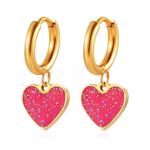 European and American Style Stainless Steel Heart Hoop Earrings PW-WGFA9E7-05-1