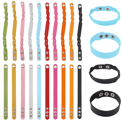 20Pcs 20 Style PU Leather Cord Bracelets Set BJEW-CA0001-09-1