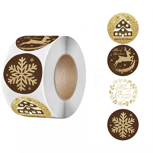 500Pcs Christmas Theme Round Stickers AJEW-S090-04B-1