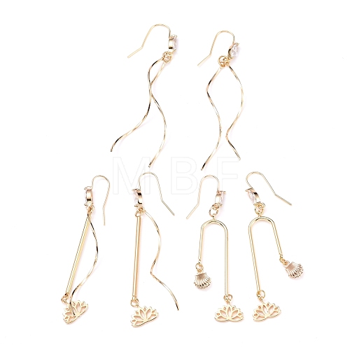 Lotus Flower Brass Chandelier Earrings Set for Girl Women EJEW-JE04631-1