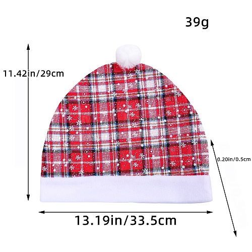 Tartan Pattern Cloth Santa Hat Car Headrest Cover PW-WG724CB-02-1