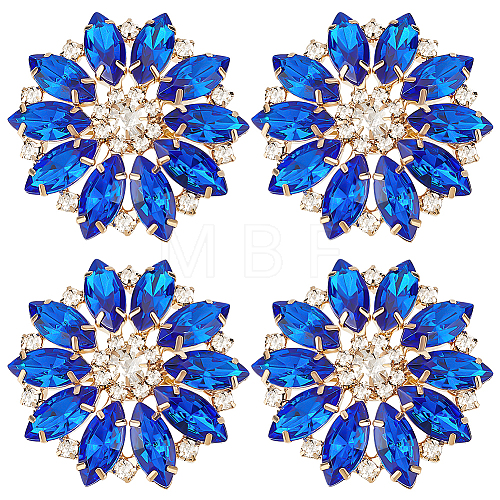 Fingerinspire 4Pcs Alloy Rhinestone Shank Buttons BUTT-FG0001-26A-1