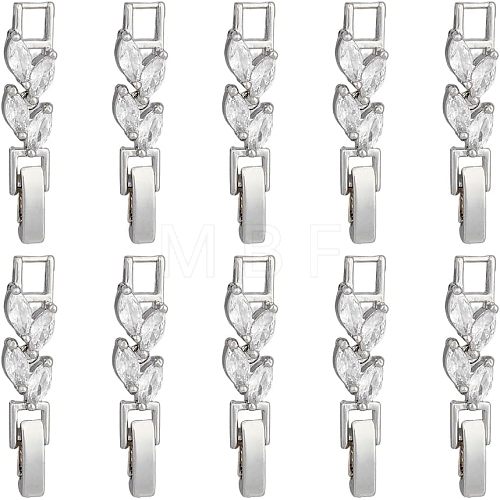 10Pcs Brass Clear Cubic Zirconia Watch Band Clasps ZIRC-FH0001-38P-1