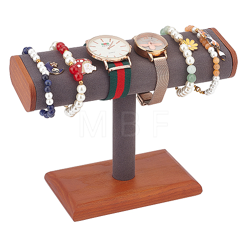 T-Shaped Bar Wood Covered with Microfiber Bracelet Display Stands BDIS-WH0014-01-1