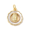 Brass Pave Natural White Shell Pendants KK-S522-06D-G-1