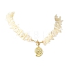 Summer Beach Brass Shell Shaped Pendant Natural Trochid Shell Chip Beaded Necklaces for Women NJEW-JN06107-3