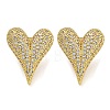 Rack Plating Heart Brass Micro Pave Cubic Zirconia Stud Earrings EJEW-I313-17G-1