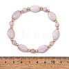 Natural Kunzite & Brass Beaded Strtetch Bracelets for Women BJEW-JB14124-01-3