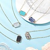 Natural Rose Quartz/Dalmatian Jasper/Tiger Eye/Sodalite/ Synthetic Turquoise Rectangle Pendant Necklaces NJEW-JN05159-1