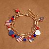 Independence Day Alloy Enamel Multi Heart Charm Bracelets for Women WG830B1-01-1