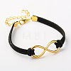 Valentines Gift Ideas for Her Faux Suede Cord Alloy Infinity Link Bracelets BJEW-JB01260-3