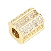 Column Brass Clear Cubic Zirconia European Beads KK-D258-19G-2