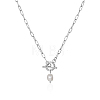 Minimalist Imitation Pearl Rice Pendant Stainless Steel PaPerclip Chain Necklaces for Everyday Women's Wear LS-OX8079-1-1