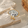 Textured 304 Stainless Steel Cuff Open Rings for Women IH0404-2-1