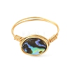 Oval Abalone Shell/Paua Shell Finger Rings RJEW-JR01032-3
