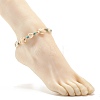 Heart & Tortoise Synthetic Turquoise Beaded Anklet AJEW-AN00459-01-3
