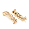 Brass Micro Pave Clear Cubic Zirconia Word DREAM Links Connector Charms KK-K002-32E-G-3