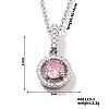 Brass Pave Cubic Zirconia Geometric Flat Round Pendant Necklaces TG3977-1-1