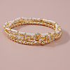 5Pcs 5 Styles Bohemian Style Glass Seed Bead & Brass Beads Stretch Bracelets Set for Women XX3462-1-1
