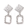 304 Stainless Steel Hollow Out Rectangle with Rhombus Dangle Stud Earrings for Women EJEW-G328-22-2