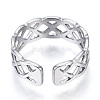 304 Stainless Steel Wire Wrap Open Cuff Ring RJEW-N040-35-3