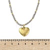 304 Stainless Steel I Love You Heart Pendant Gray Faceted Glass Beaded Necklaces for Women NJEW-F370-01B-G-3