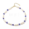 ABS Imitation Pearl & Millefiori Glass Beaded Necklace Bracelet SJEW-JS01241-6