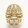 Brass Micro Pave Cubic Zirconia Football Helmet Beads ZIRC-S061-52G-1