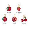 10Pcs 5 Style Red Fruit Theme Brass Enamel Charms KK-LS0001-30-4