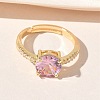 Brass & Round Cubic Zirconia Finger Rings CU-CBA7E55-19G-01-2