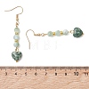 Natural Glass & Natural Green Spot Jasper Dangle Earrings for Women EJEW-JE06956-5