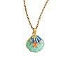 Ocean Brass Micro Pave Clear Cubic Zirconia Enamel Shell Shape Pendant Necklaces for Women WGFFEAA-04-2