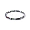 Bohemian Natural Indian Agate & Platinum Synthetic Non-magnetic Hematite Beaded Stretch Bracelets for Women Men LS-NY1304-9-1