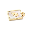 Brass Pave Natural White Shell Pendants KK-S522-09G-F-3