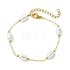 Oval ABS Plastic Pearl Beads Link Bracelets BJEW-JB14041-02-3
