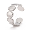304 Stainless Steel Oval Wrap Open Cuff Ring for Women RJEW-C025-05P-1