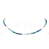 3.5MM Faceted Round Natural Apatite & Kyanite and Potato Natural Pearl Beaded Necklaces with 304 Stainless Steel End Chains NJEW-JN05974-01-2