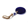 Flat Round with Evil Eye Lampwork Pendant Decoration HJEW-Z005-01A-3