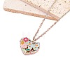 Brass Colorful Enamel Hollow Flower Butterfly Heart Locket Pendant Necklaces for Women WG264A9-02-2