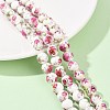 Handmade Flower Printed Porcelain Ceramic Beads Strands PORC-M007-10mm-17-5