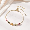 Natural Multicolor Tourmaline Cube Beads Slider Bracelets BJEW-JB13345-01-1
