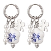304 Stainless Steel Flower Hoop Earrings EJEW-JE06733-3