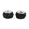 Polymer Clay Rhinestone European Large Hole Beads with Silver Color Plated Brass Cores FPDL-R002-01-4