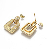 Brass Micro Pave Clear Cubic Zirconia Dangle Stud Earrings EJEW-N011-39G-NF-2
