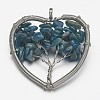 Dyed Natural Agate Bead Brass Wire Wrapped Heart Big Pendants KK-L136-04I-NR-2