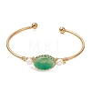 Wire Wrapped Natural Agate Cuff Bangles BJEW-TA00742-5