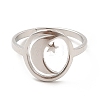 Non-Tarnish 201 Stainless Steel Moon & Star Adjustable Ring for Women RJEW-F131-07P-2