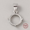 Rhodium Plated 925 Sterling Silver Open Back Bezel Pendant Cabochon Settings STER-WH0004-018B-1