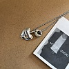 Natural Dalmatian Jasper Rondelle Bead & Alloy Heart Pendant Necklaces for Women WG862D8-02-1