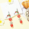 2Pcs Acrylic Heart & Resin Strawberry & Alloy Bowknot & Glass Bead Mobile Straps HJEW-YW00323-4